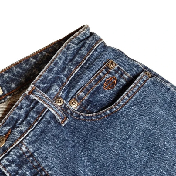HARLEY DAVIDSON Women's Highrise Medium Wash Bootcut Jeans Size 8 Long Blue - Picture 7 of 16
